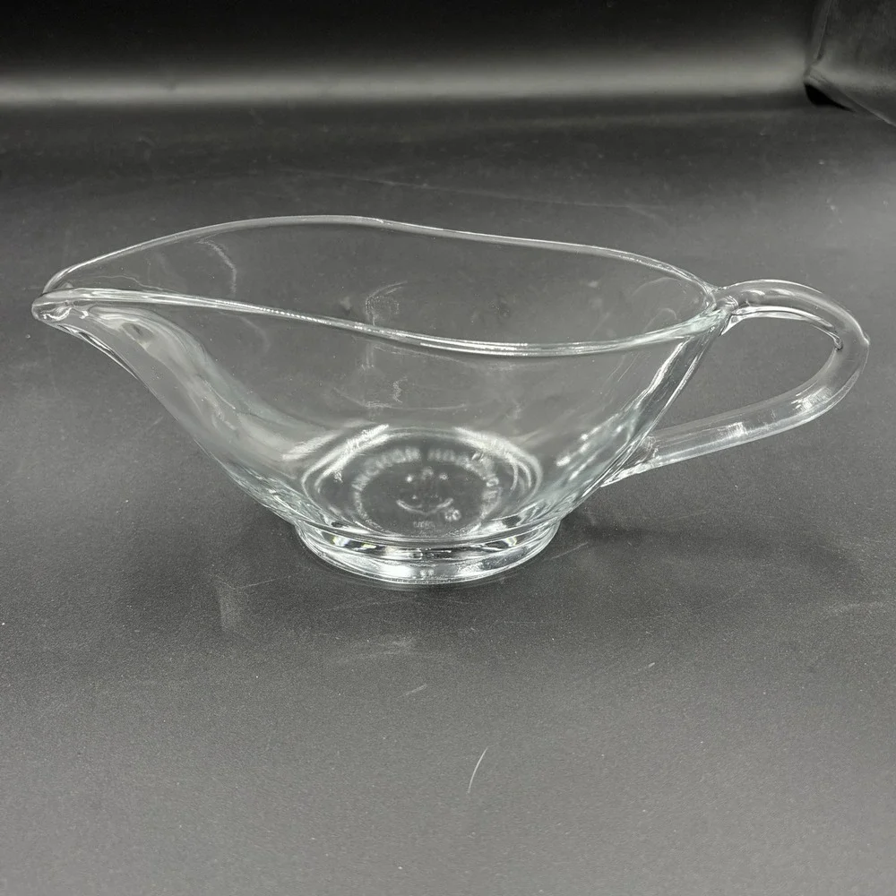 Vintage #1043 Anchor Hocking Clear Glass Gravy Boat, Sauce Cup‎ - 12 Oz - USA